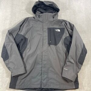 The North Face Hyvent Mens XL Gray Black Full Zip Hooded Fleece Lined Jacket